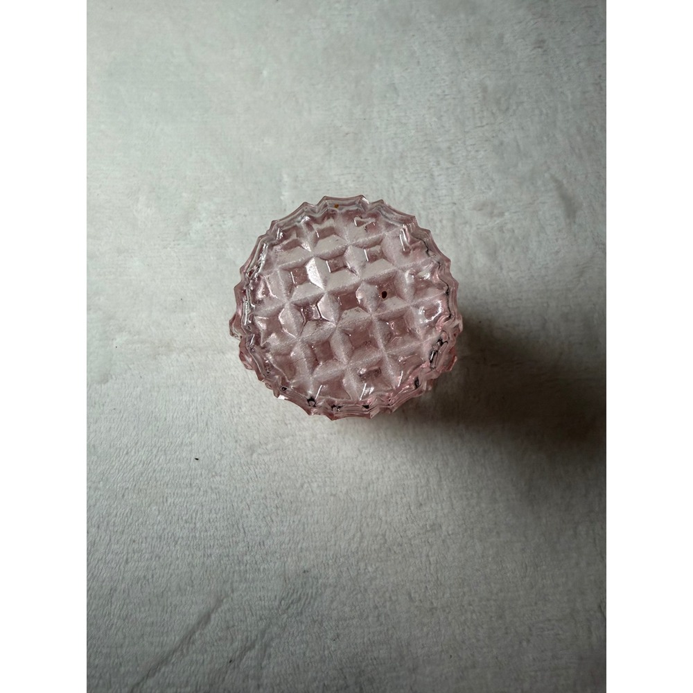 Vintage Pink Glass Perfume Bottle Waffle Pattern Faceted Stopper Decorative - Picture 7 of 10